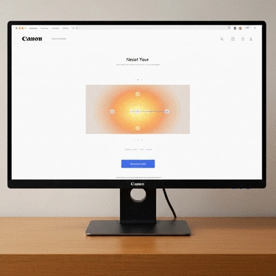 Modern website interface showing a heatmap overlay with warm colors indicating high interaction areas, on a desktop monitor, clean design, no text, no words, no typography, 8K
