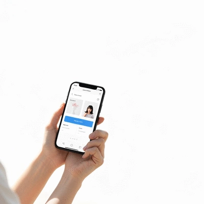 Person using a smartphone with a clean, user-friendly mobile website interface