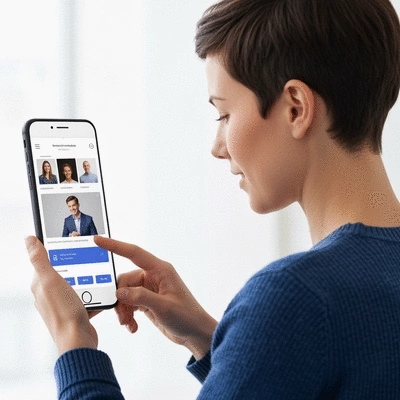 Person using a smartphone to browse a well-designed mobile website, showing high engagement