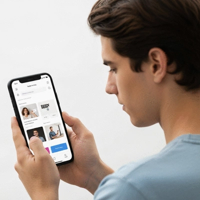 Person using a smartphone to browse a well-designed, responsive website, demonstrating mobile-first UX