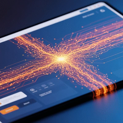 Abstract visual representing fast loading website with data flow and speed concepts