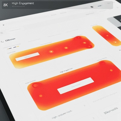 Heatmap showing user clicks on a website interface, with red and orange indicating high engagement areas